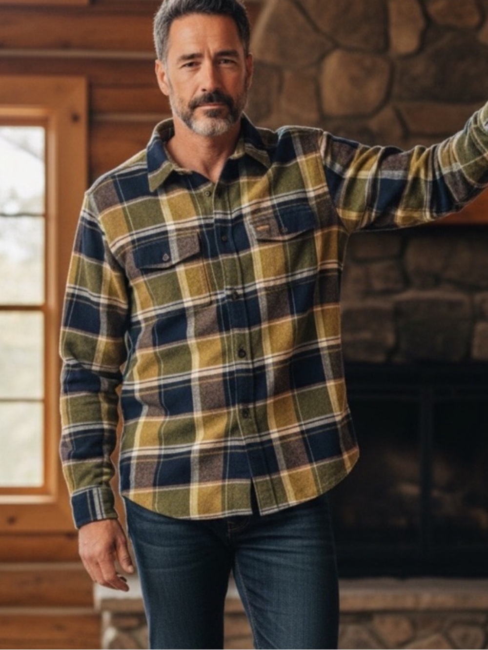 Orvis Classic Fit Plaid Button Down Flannel Men's M Cabin Core